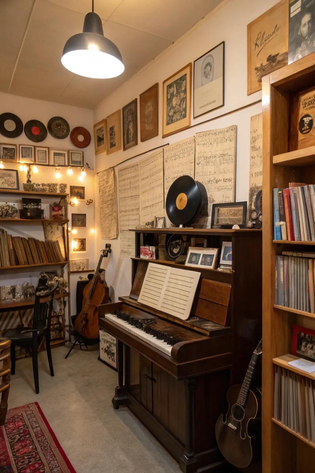 Vintage decor brings character and history to your music space.