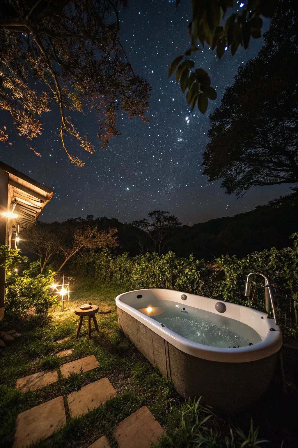 Experience the enchantment of bathing beneath the stars.
