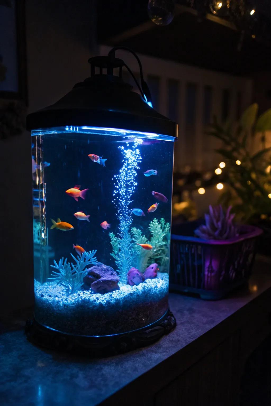 Radiant elements keep this tank lively even at night.