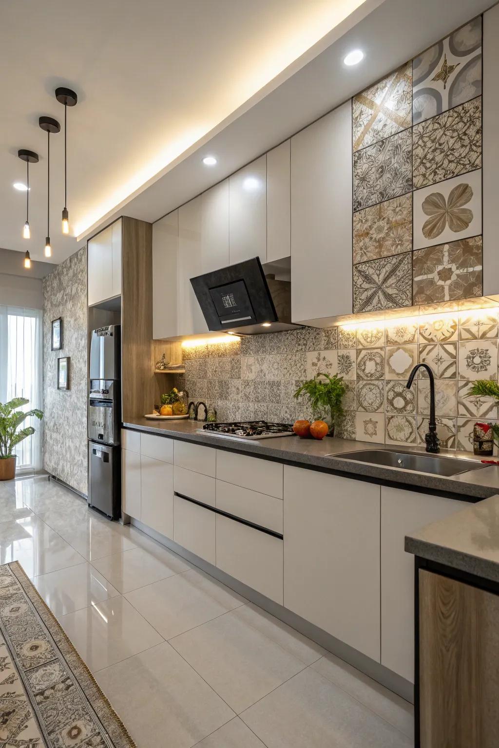 Laminate panel backsplashes provide an affordable tile look without the hassle.