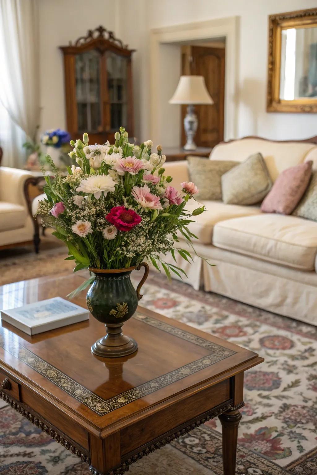 Botanicals and blooms bring vitality to classic spaces.