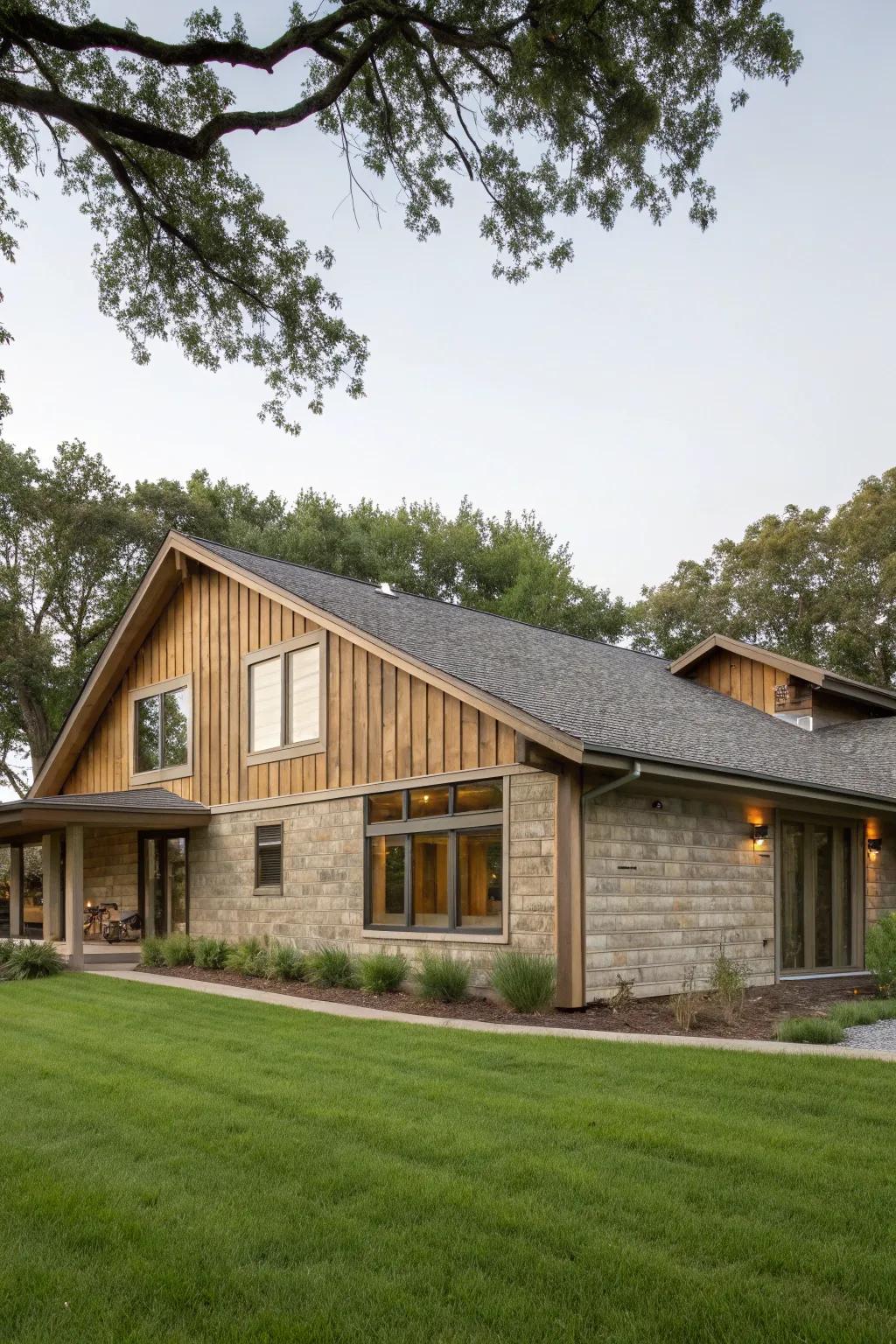Composite siding offers durability and a natural appearance.
