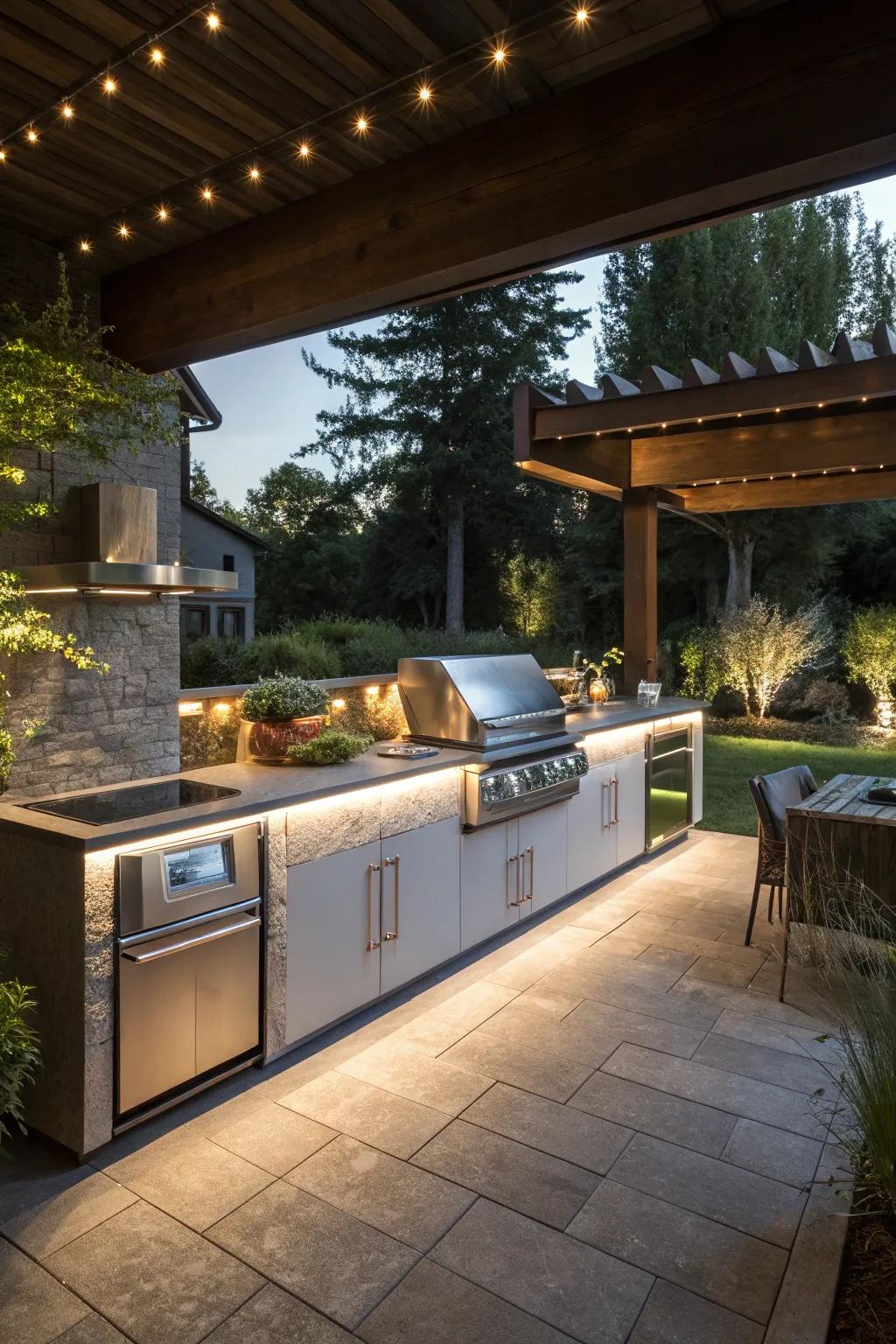 Undercounter illumination adds a mystical floating effect to islands.