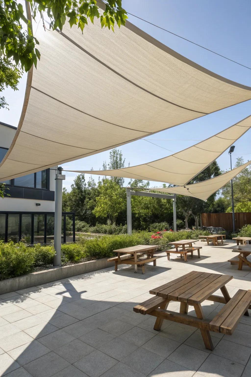 Textile shades offer elegant and practical coverage.