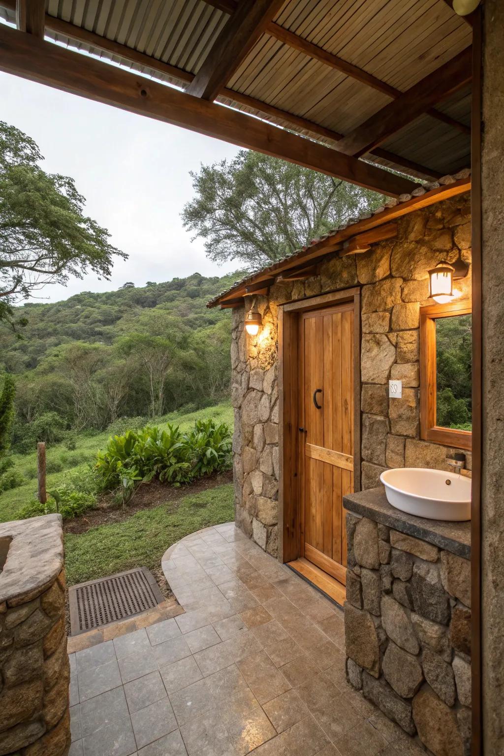 The ideal contrast: stone and wood.