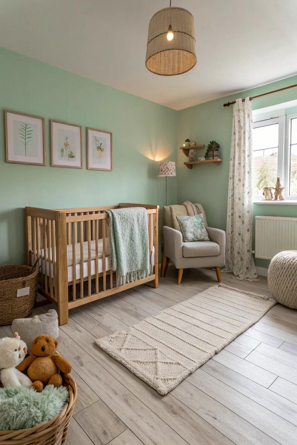 Muted pastels create a serene and inviting atmosphere.