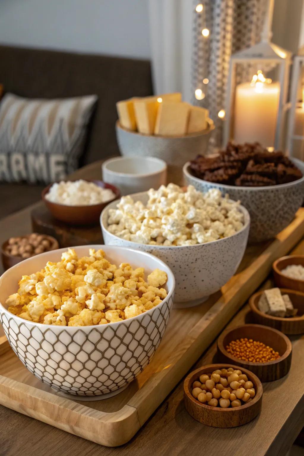 An elegant popcorn array offering a crunchy, flavorful inclusion.