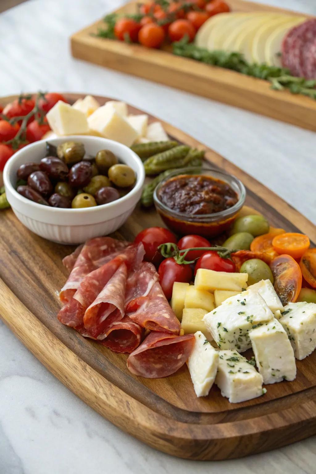 A sophisticated antipasto selection that tantalizes the taste buds.
