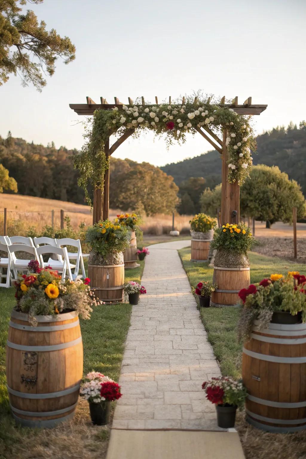 Potted plants blend beautifully into the organic surroundings.