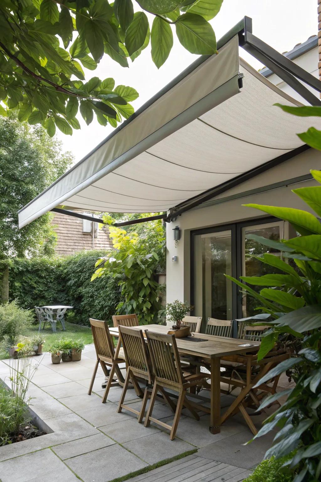 Roll-out awnings grant you command over sun and shade.