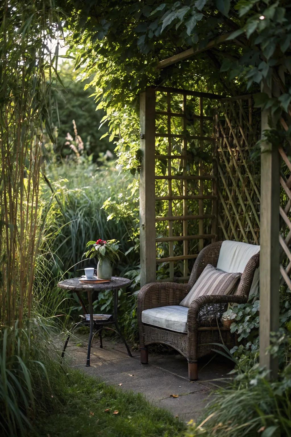 A secret garden nook provides a personal escape.