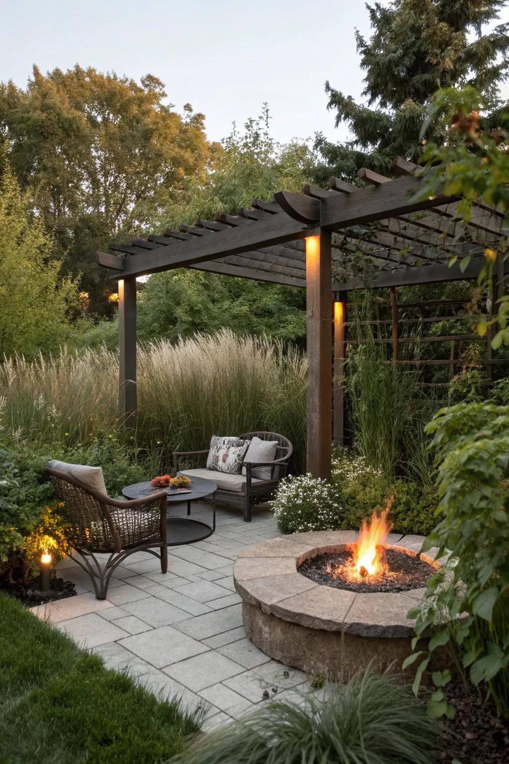 Discover serenity in a secluded pergola corner.