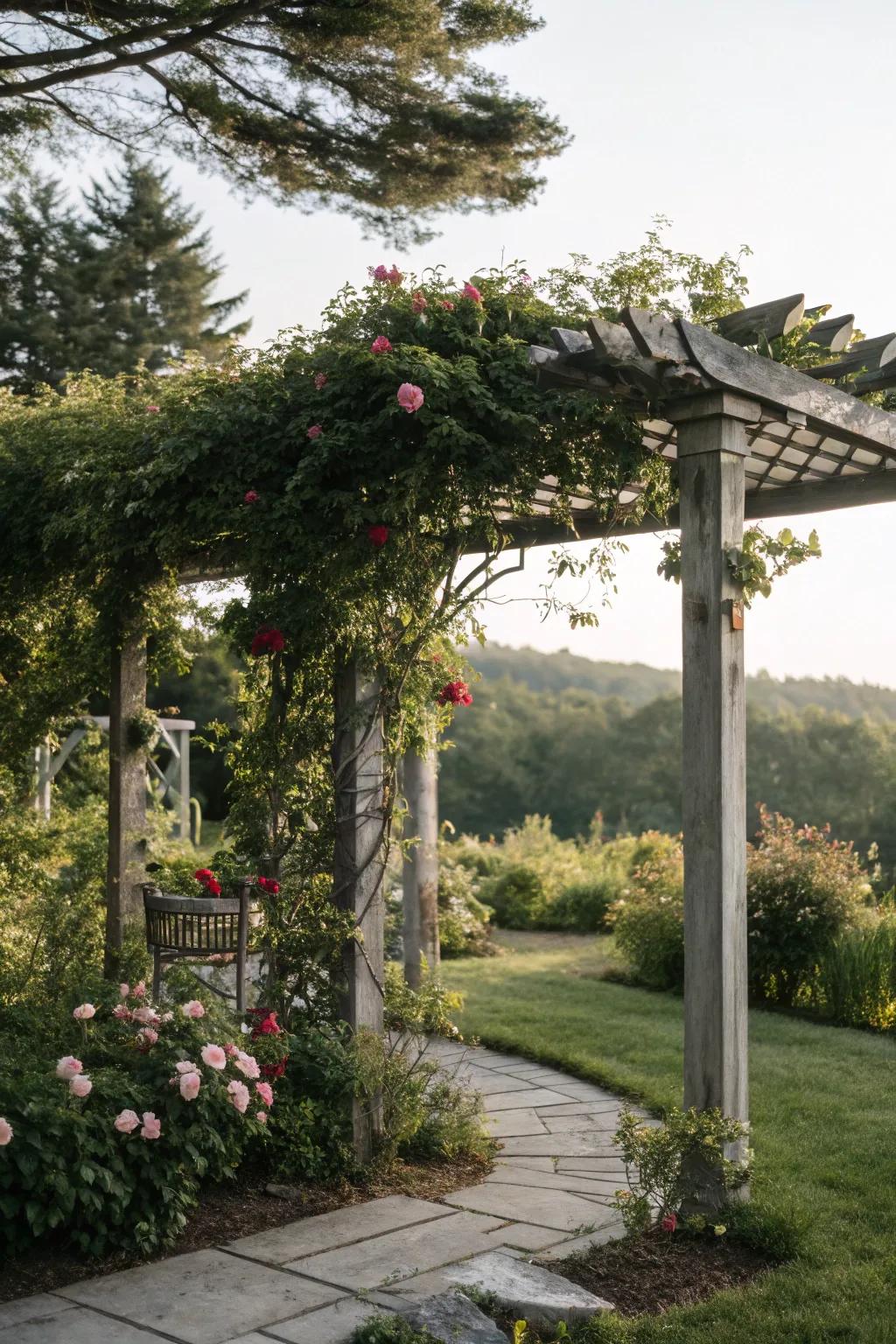 Natural shade from greenery improves garden appeal.