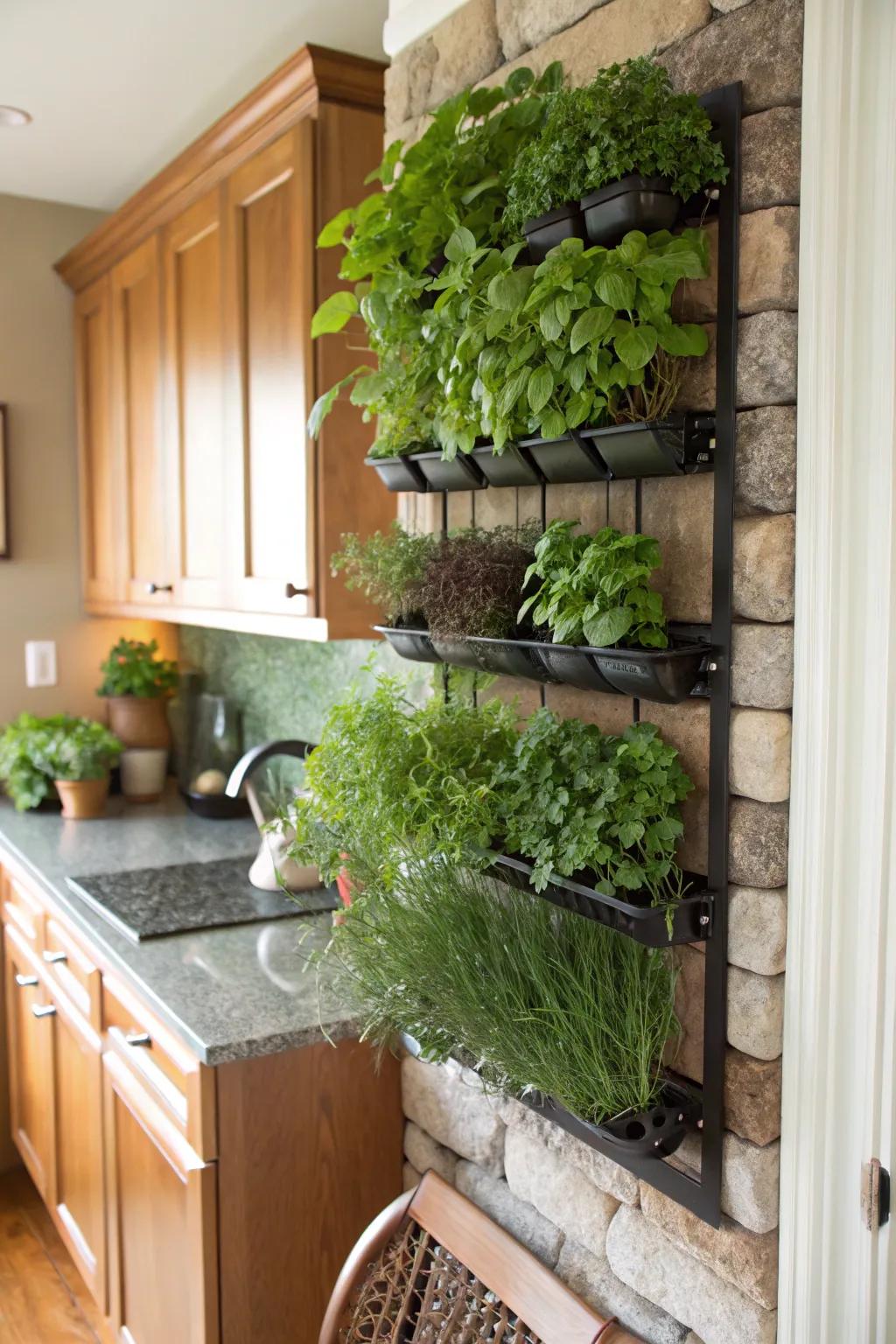Refresh your cooking space with a vertical herb garden.