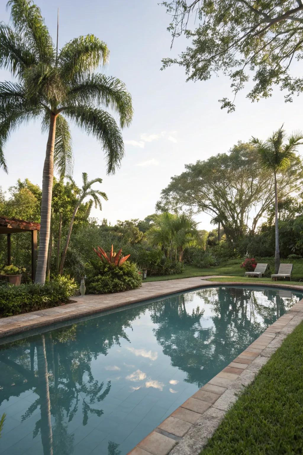 Introduce tranquility with a calming mirrored pool.