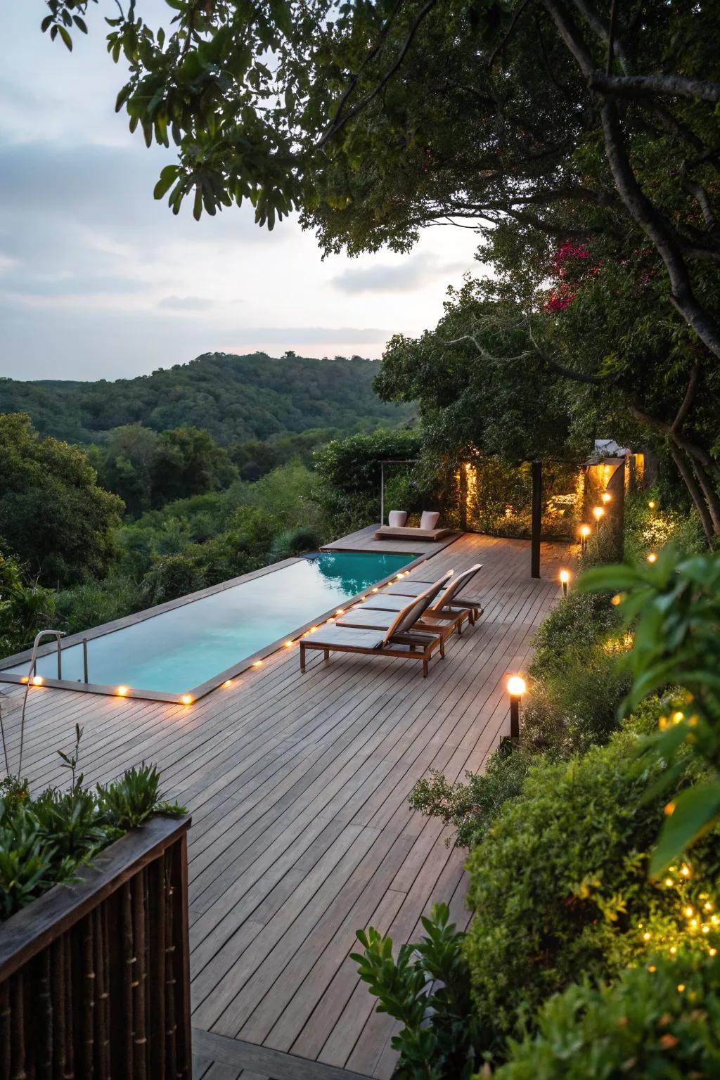 Greenery borders soften the look of your pool deck.