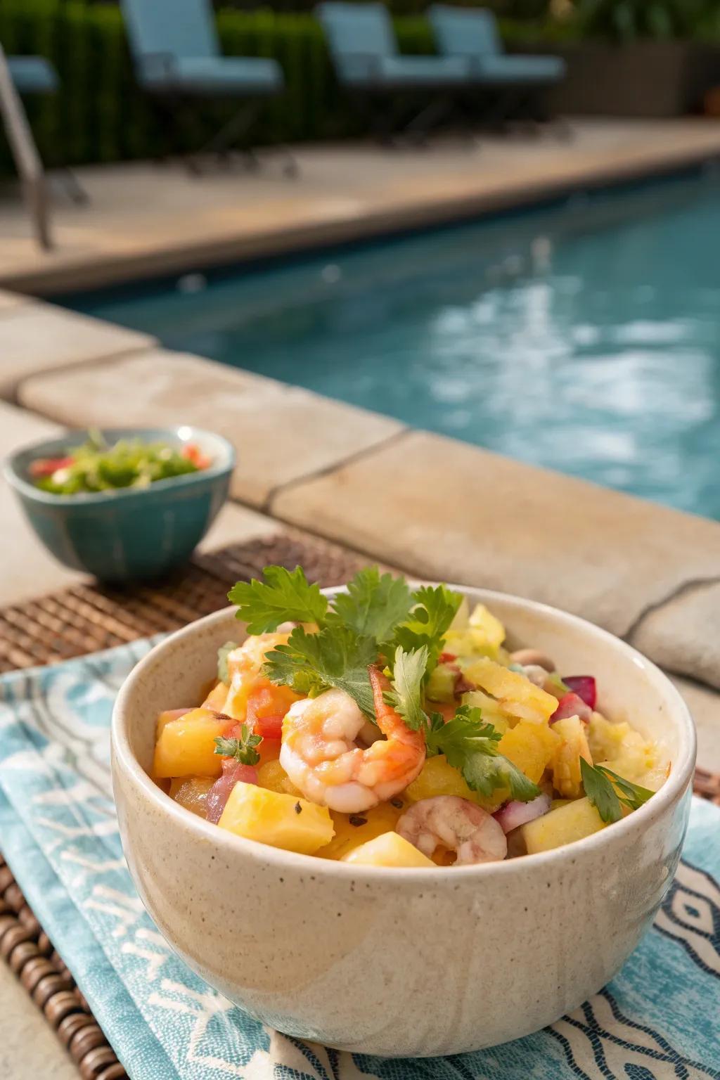 Enjoy a tropical twist with tropical seafood salad.