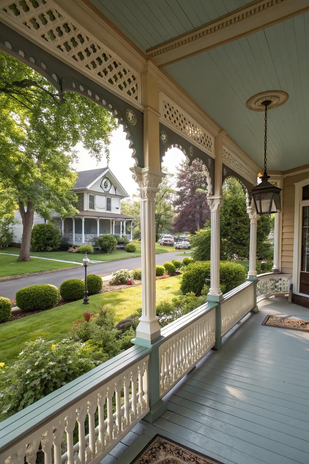 Tiered trim adds texture and visual interest.