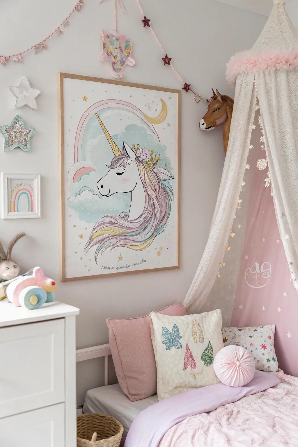 A magical unicorn print that captivates and inspires dreams.