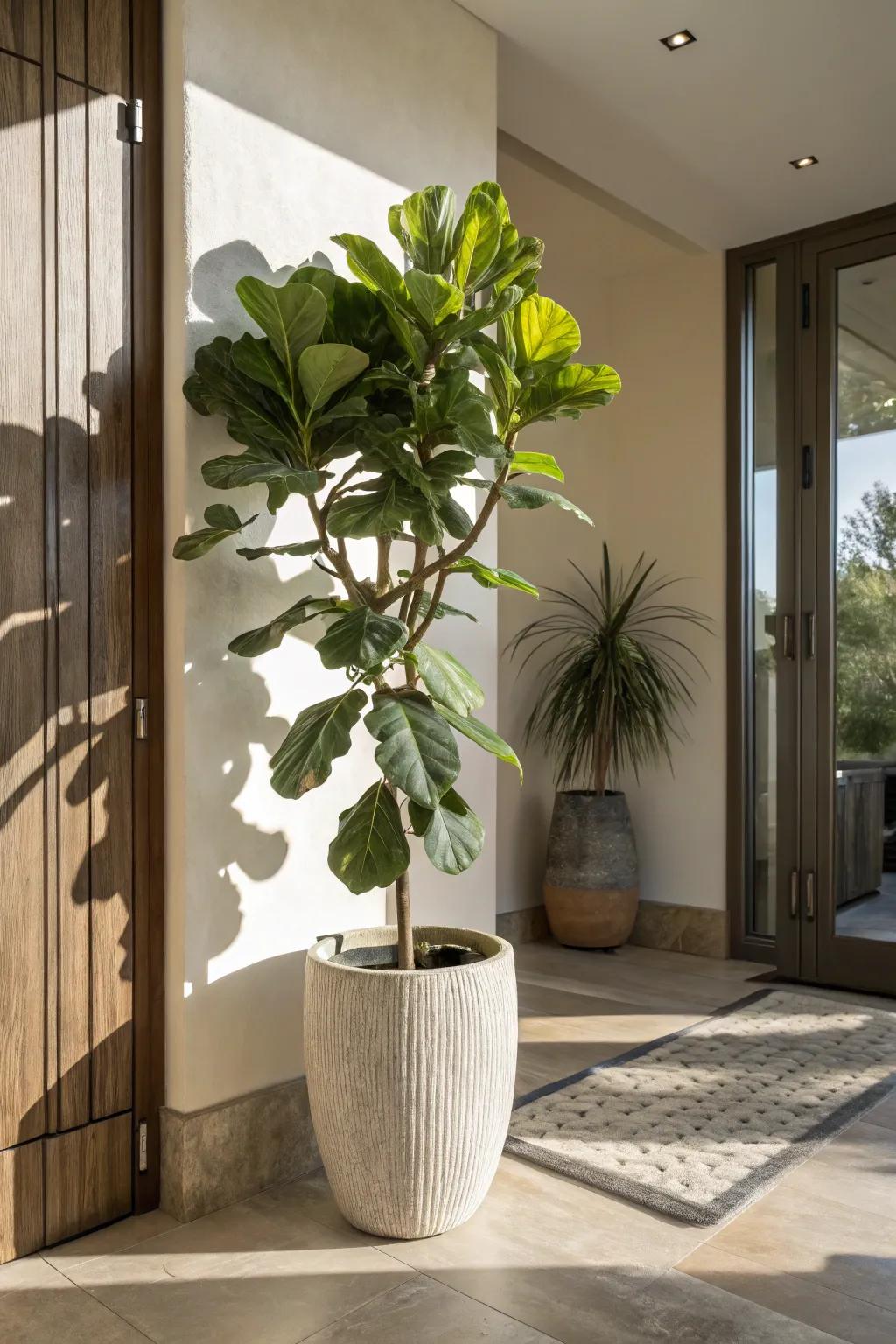 Make a statement with a single large plant.