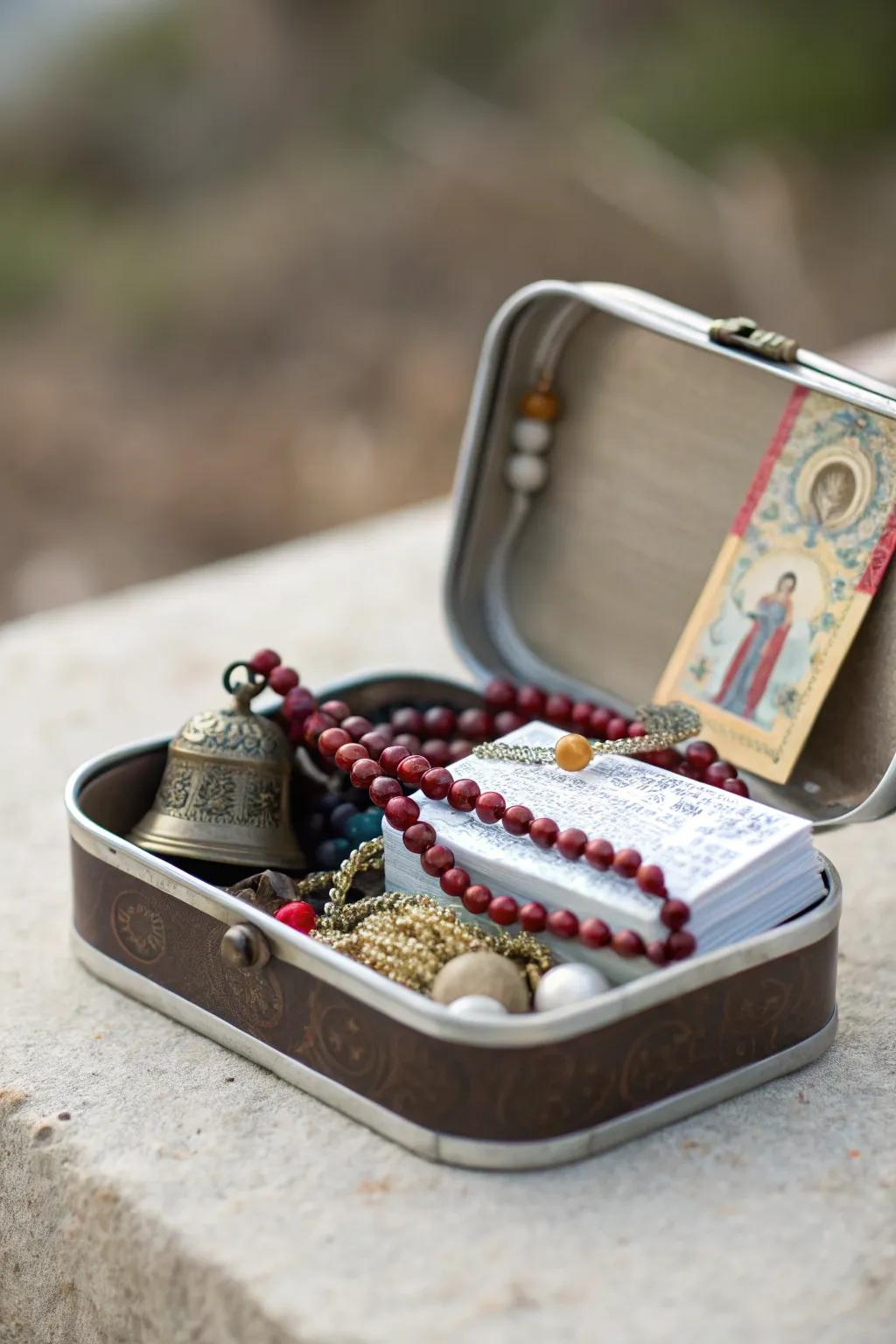 Carry your prayer practice everywhere with a compact prayer kit.