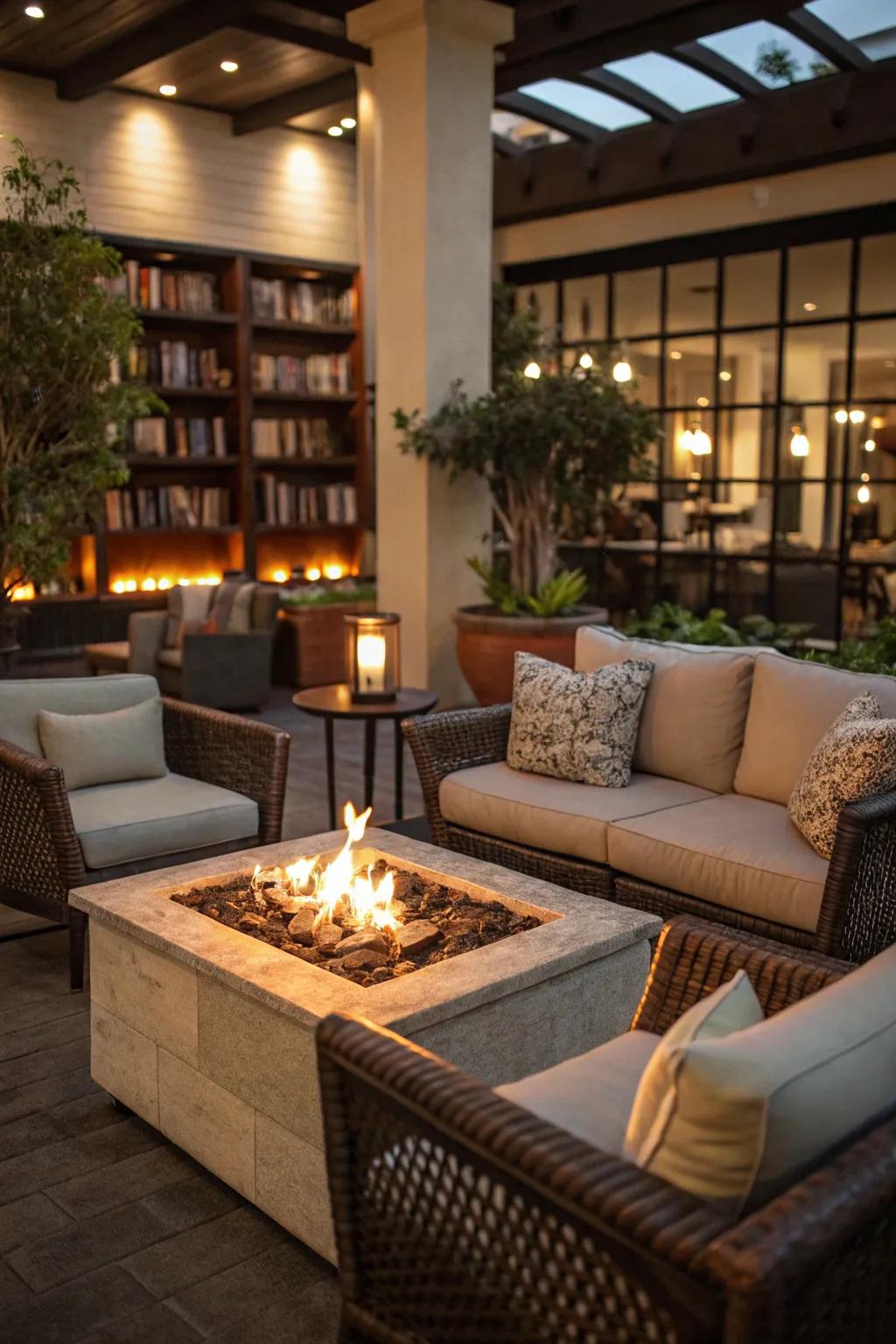 Relax in elegance through a lounge area created around your propane fire pit.