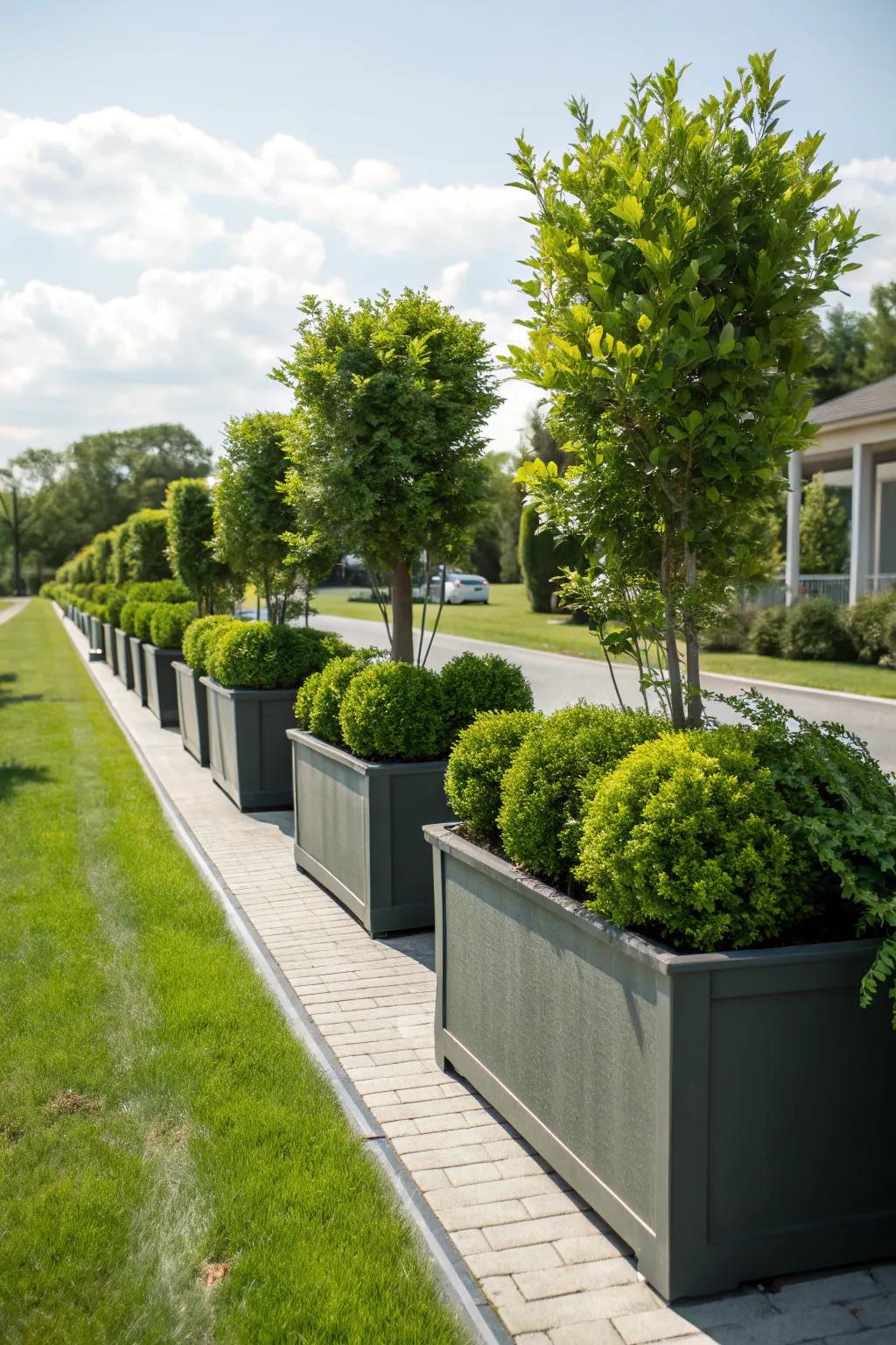 Colorful vertical planters creating a unique and space-saving divider.
