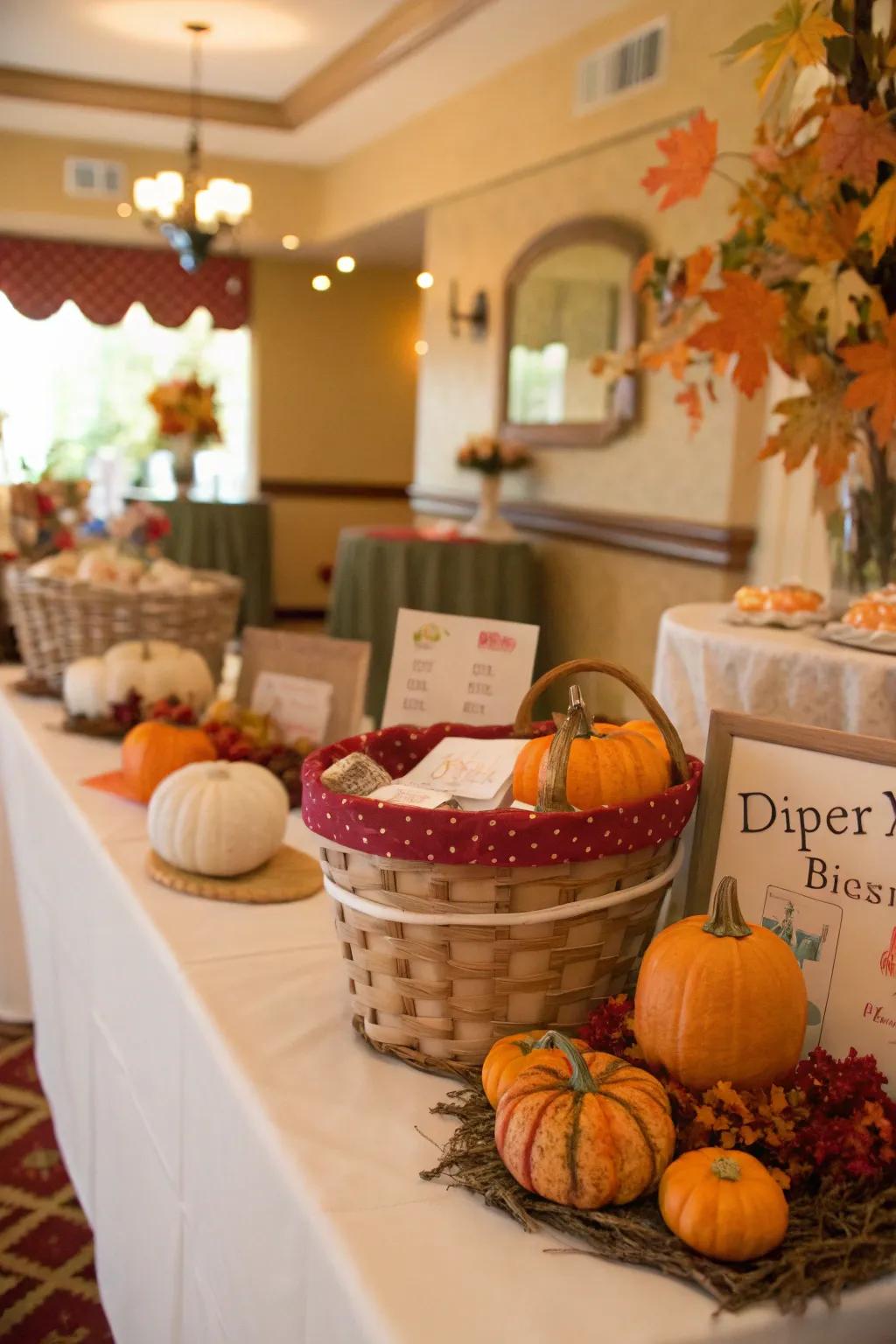 An amusing diaper drawing encompassing pumpkin-themed incentives.