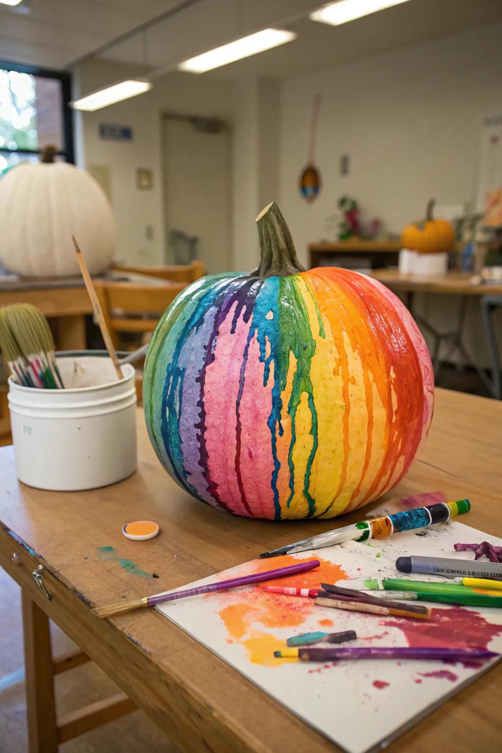 Make stunning visuals with melted wax pumpkin art.