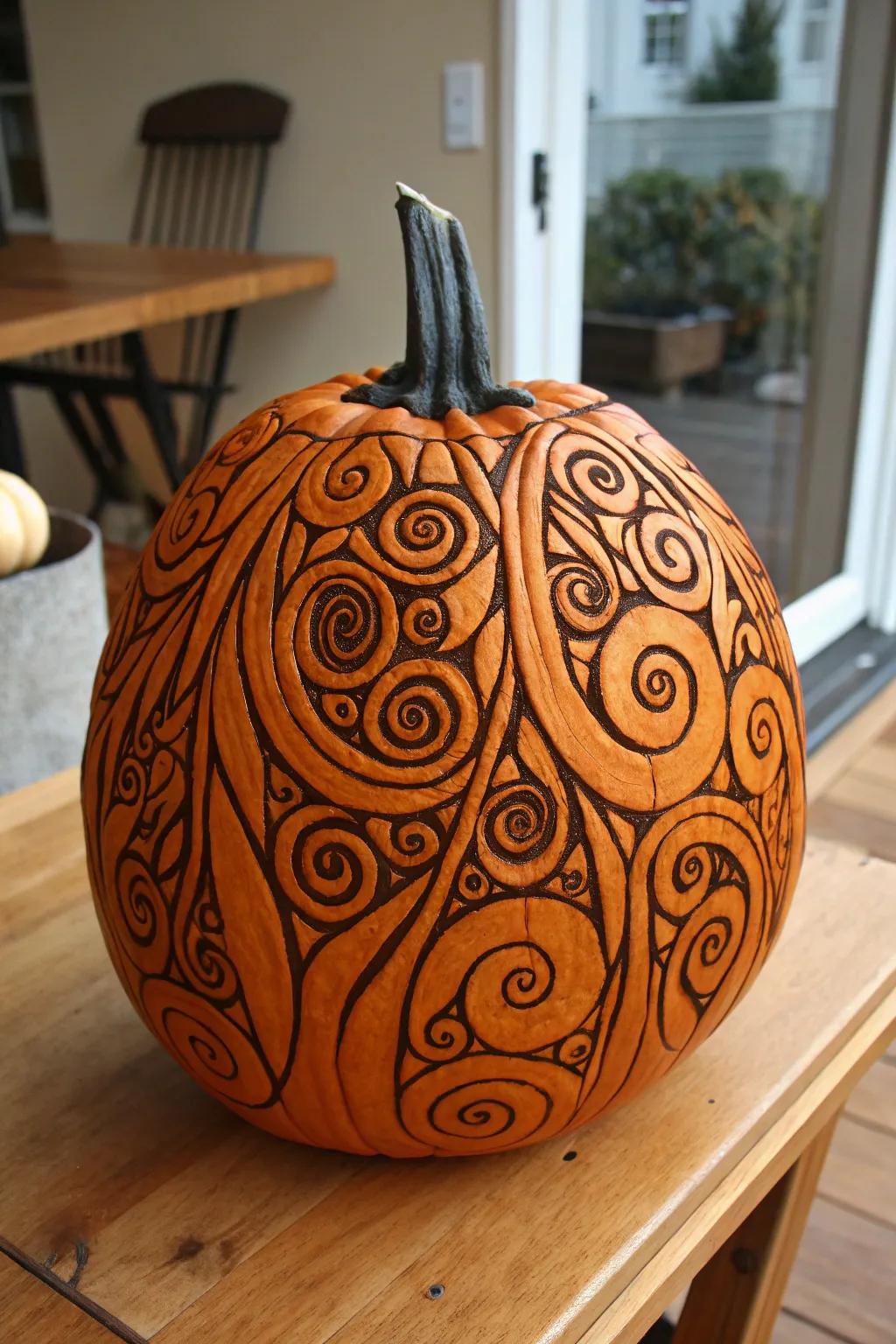 A mesmerizing gourd that enthralls with its detailed design.