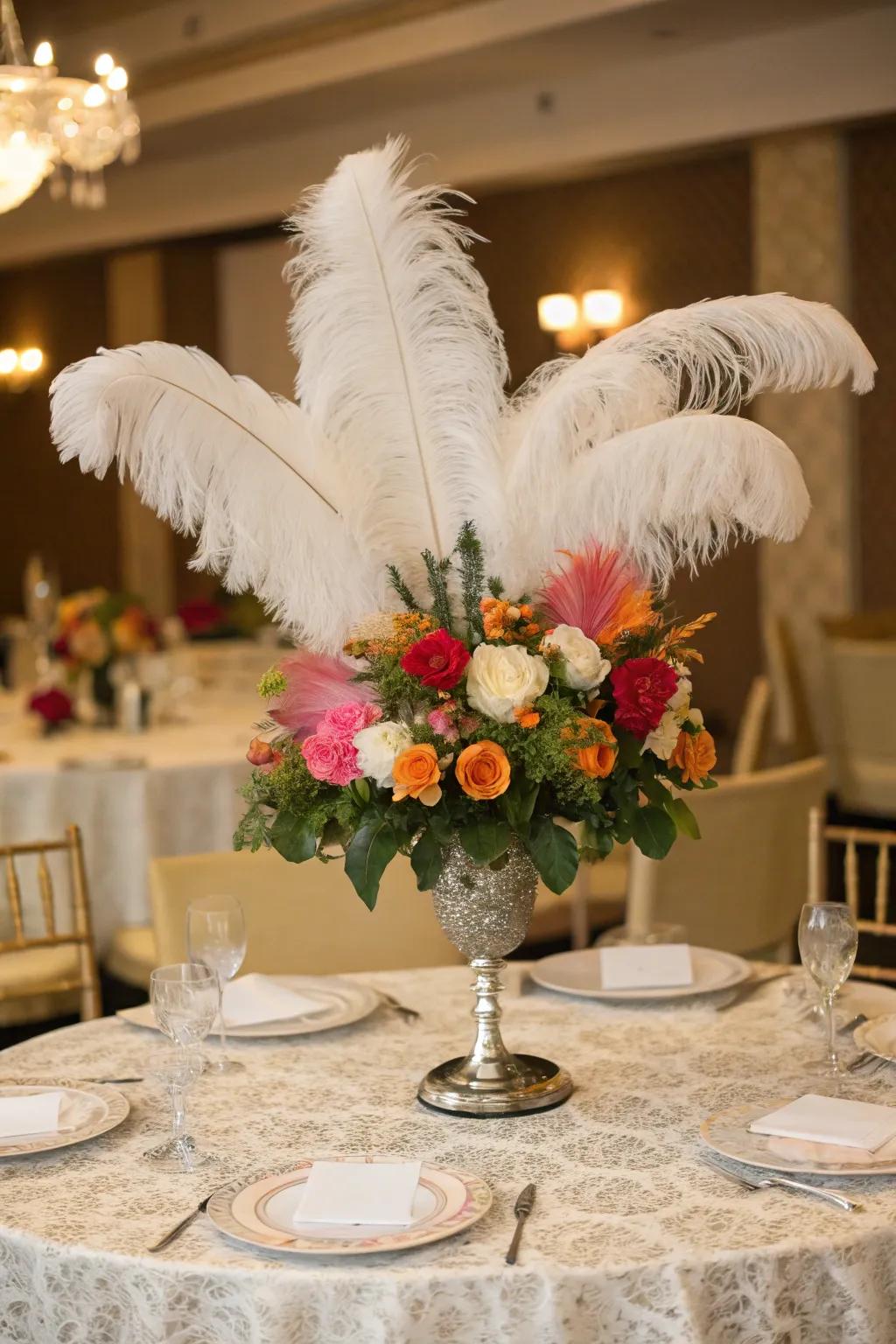 Plumes offer an elegant and opulent addition to centerpieces.