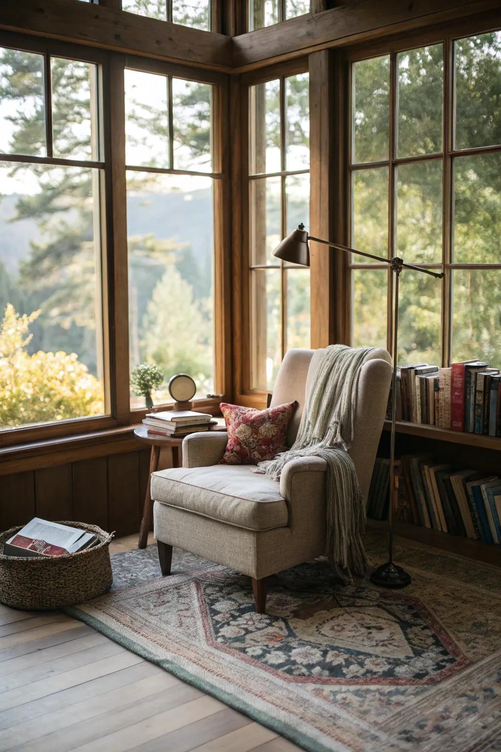 A sunlit space for reading that brightens your day.