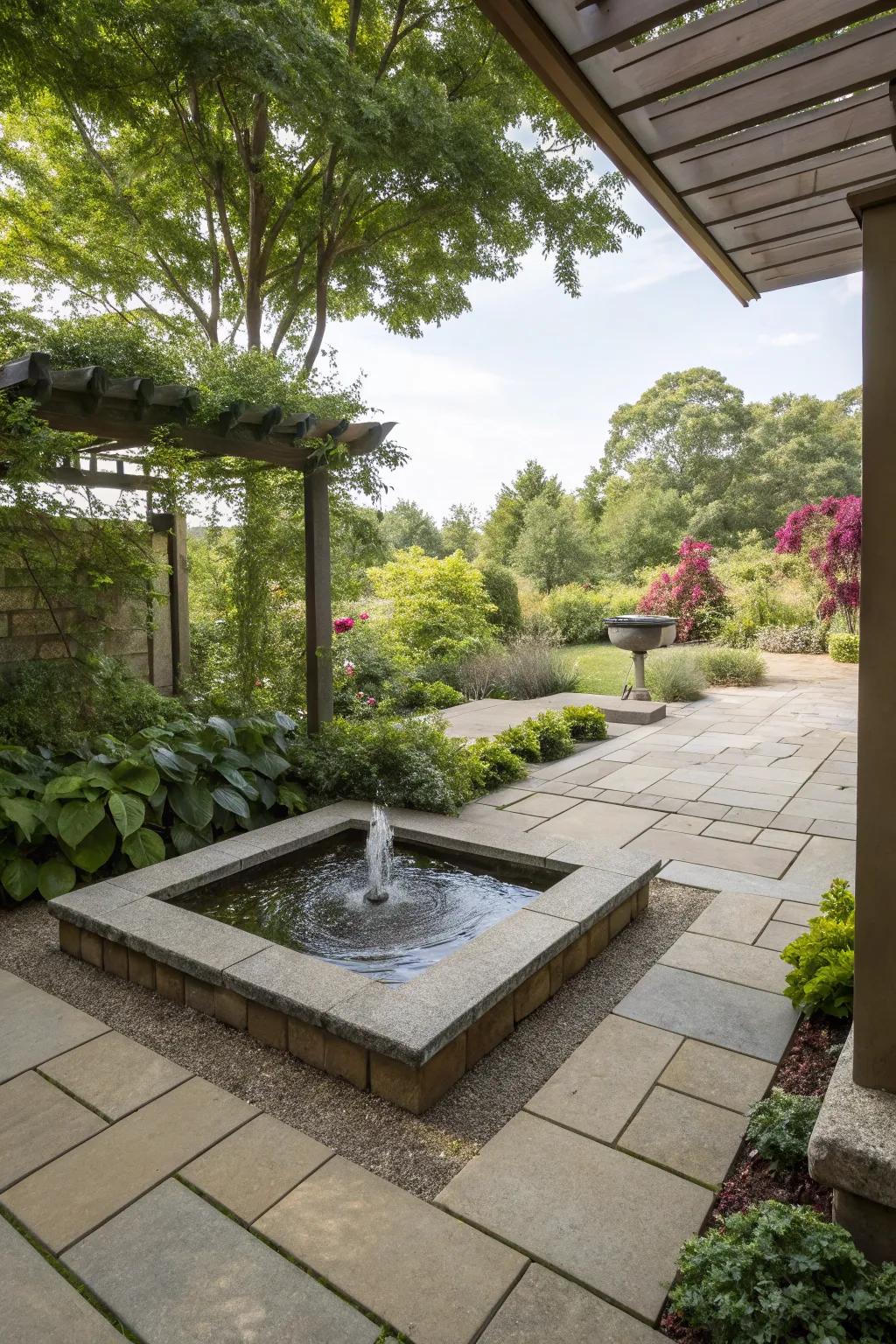 A water feature adds tranquility and focus.