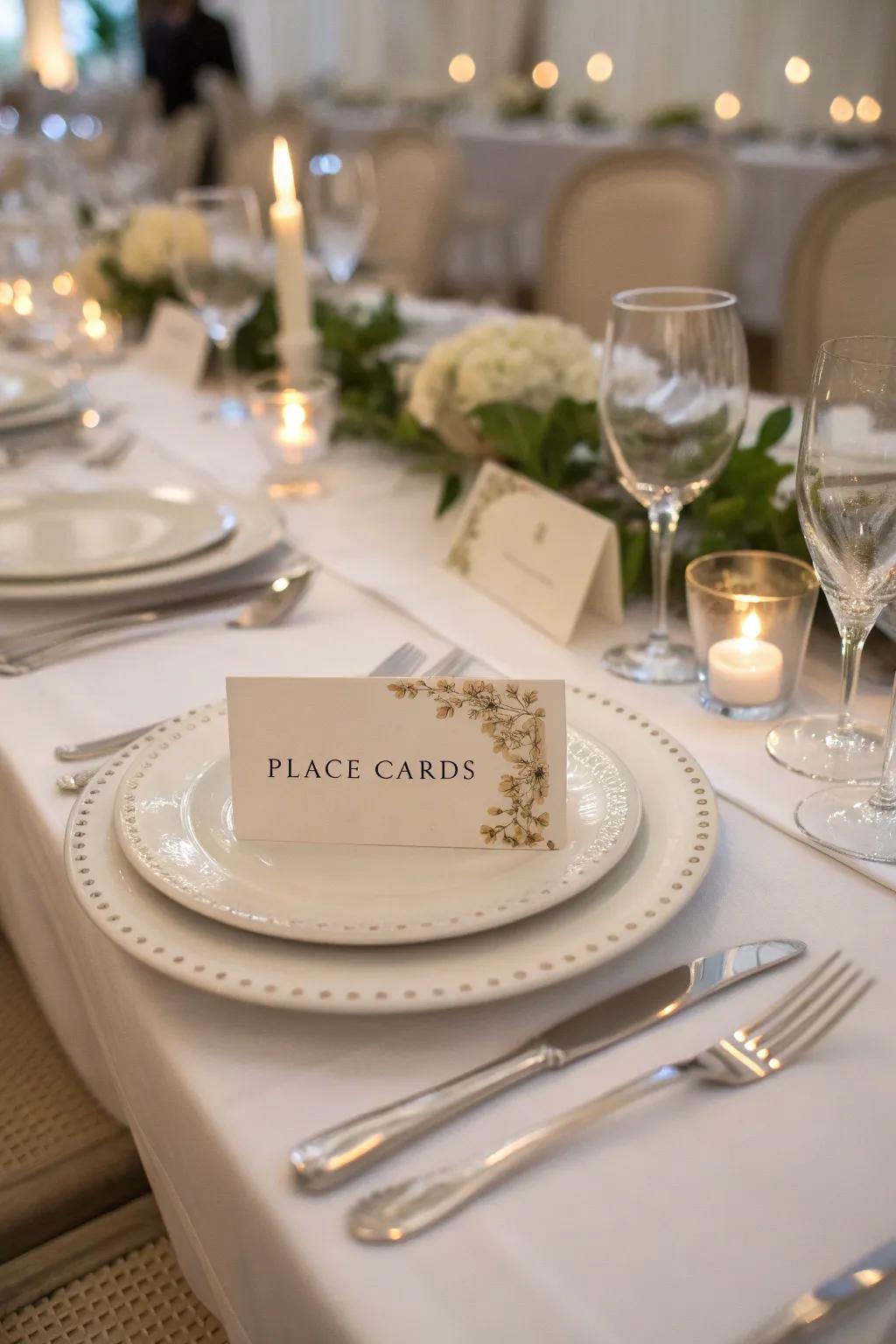 A personalized touch with elegant place cards.