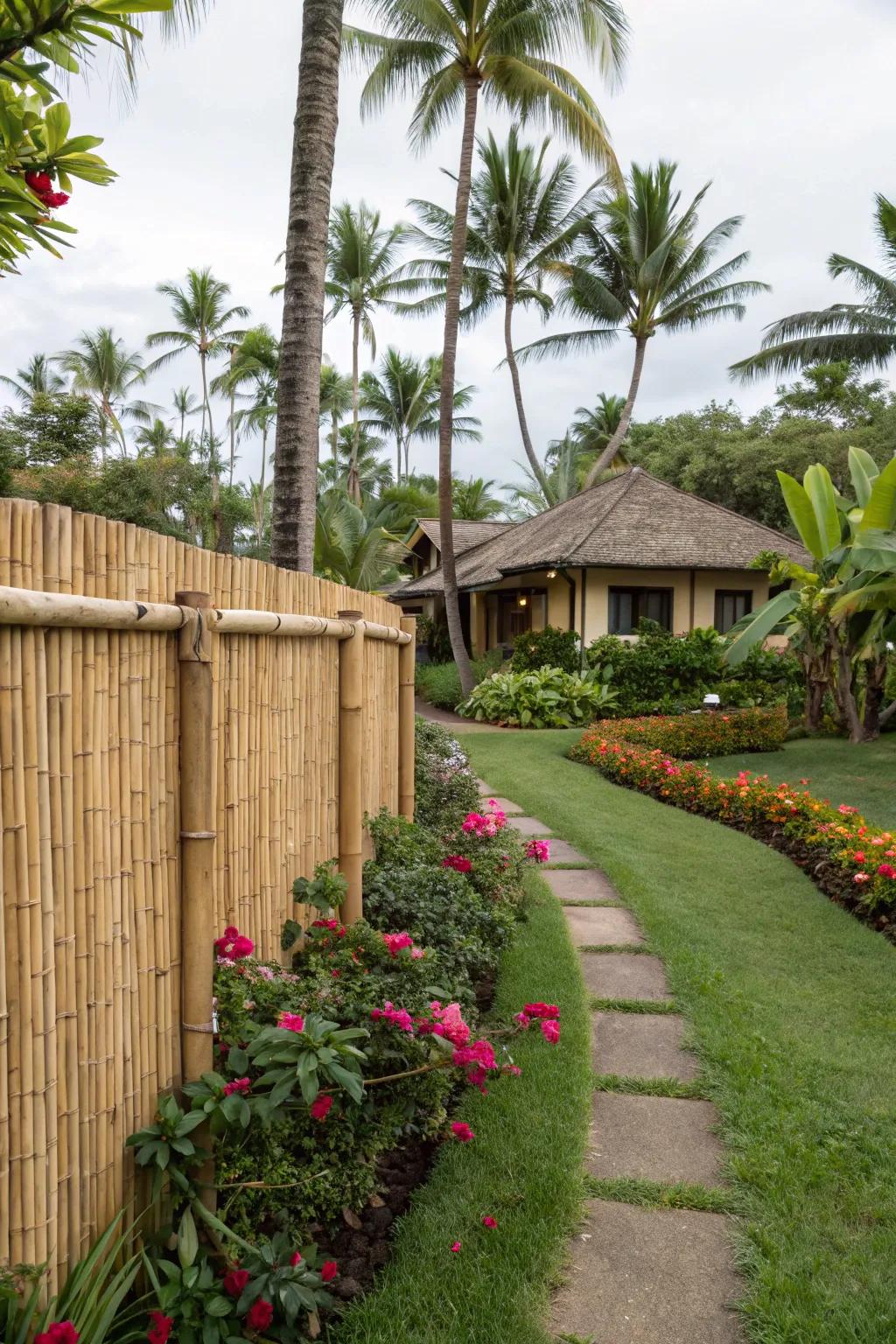 Cane fencing delivers a touch of tropical elegance to your yard.