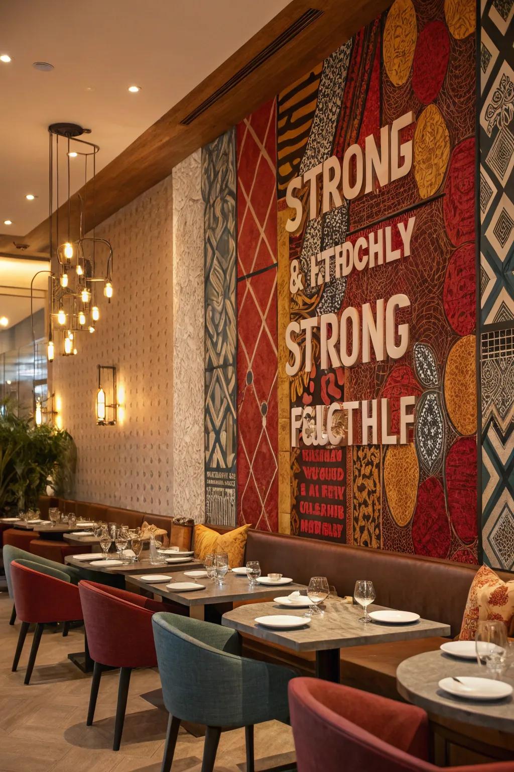 A striking wall becomes the room's focal point.