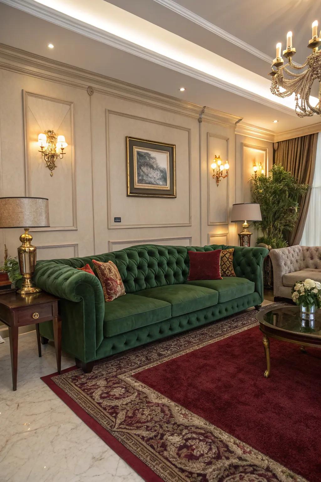 Wine red hues add a hint of luxury and style.