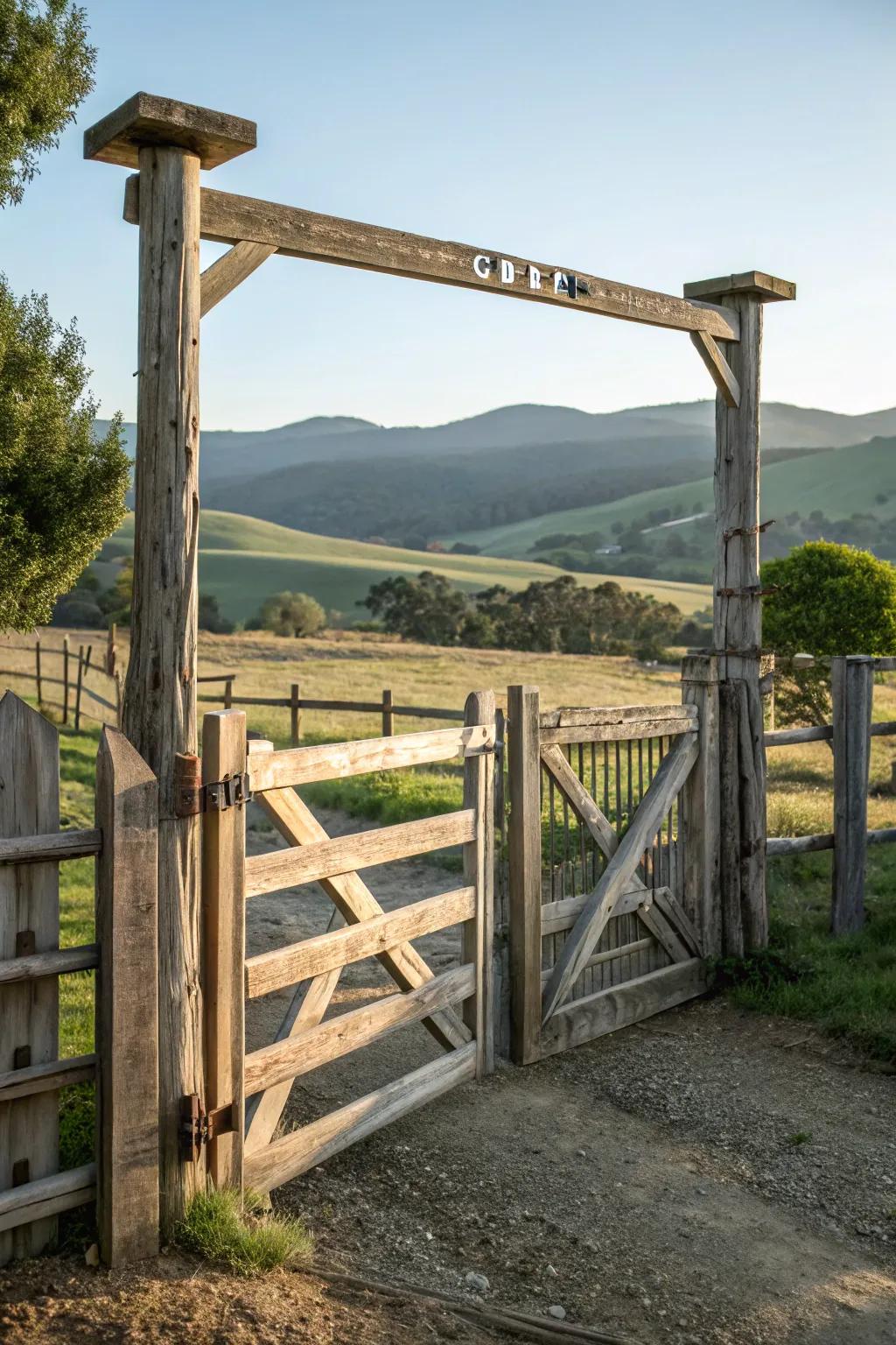A refined ranch entrance crafted from cedar timber.