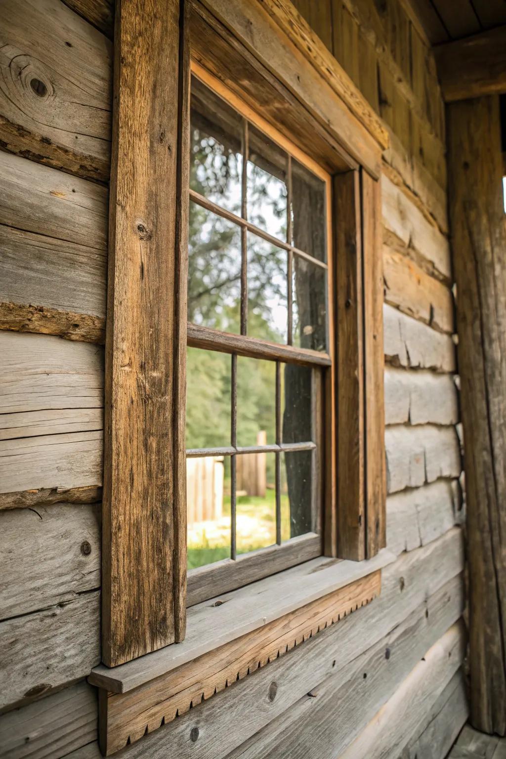 Weathered wood casings bring vintage charm to your home.