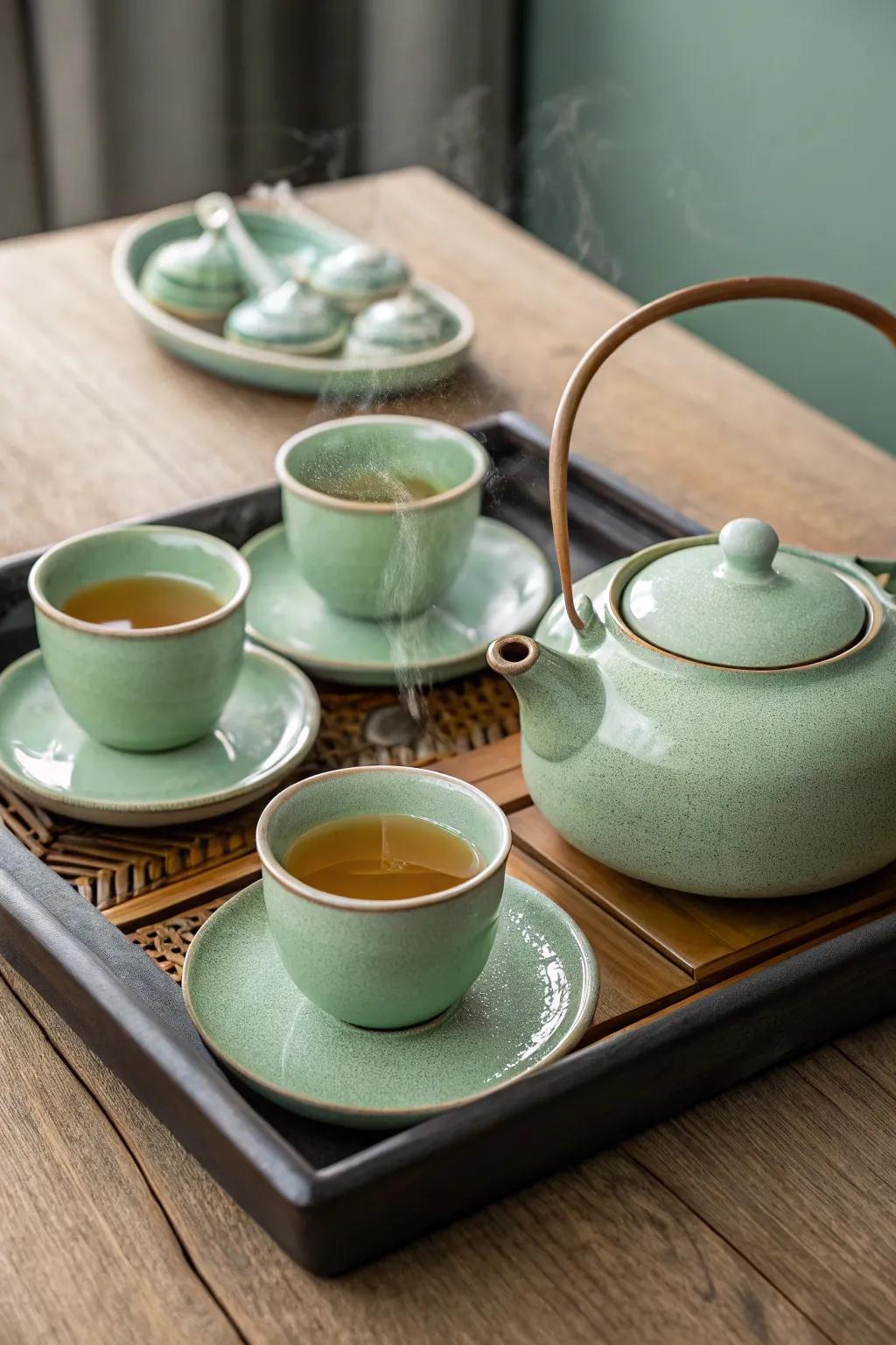 A sage green sipware set transforms every tea time into a special occasion.