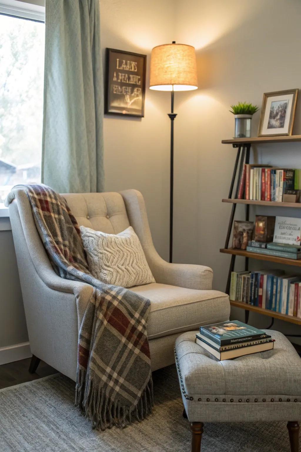 Design a serene reading nook in your living room.