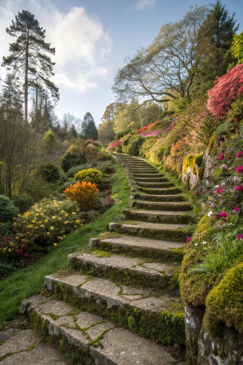 Winding stairs encourage exploration and adventure.