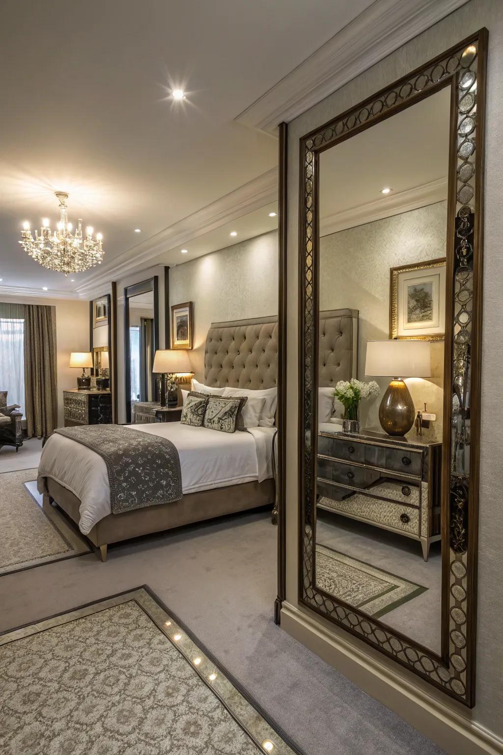 Mirrors enhance light and visual area.