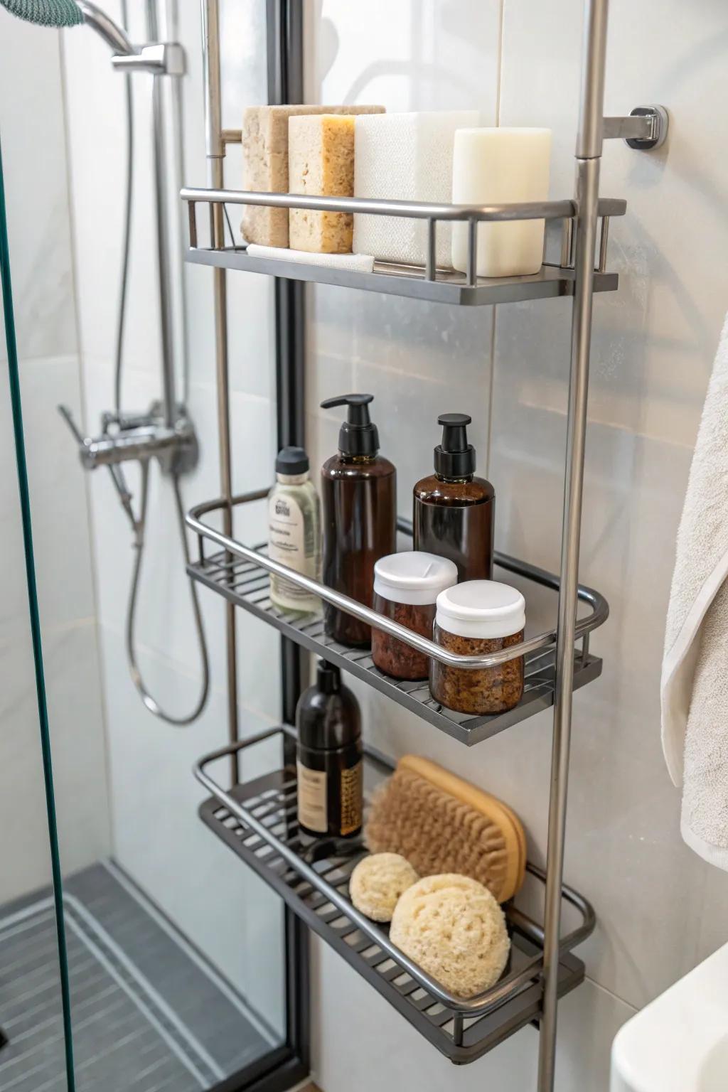 Metal racks introduce an industrial element that’s both stylish and robust.
