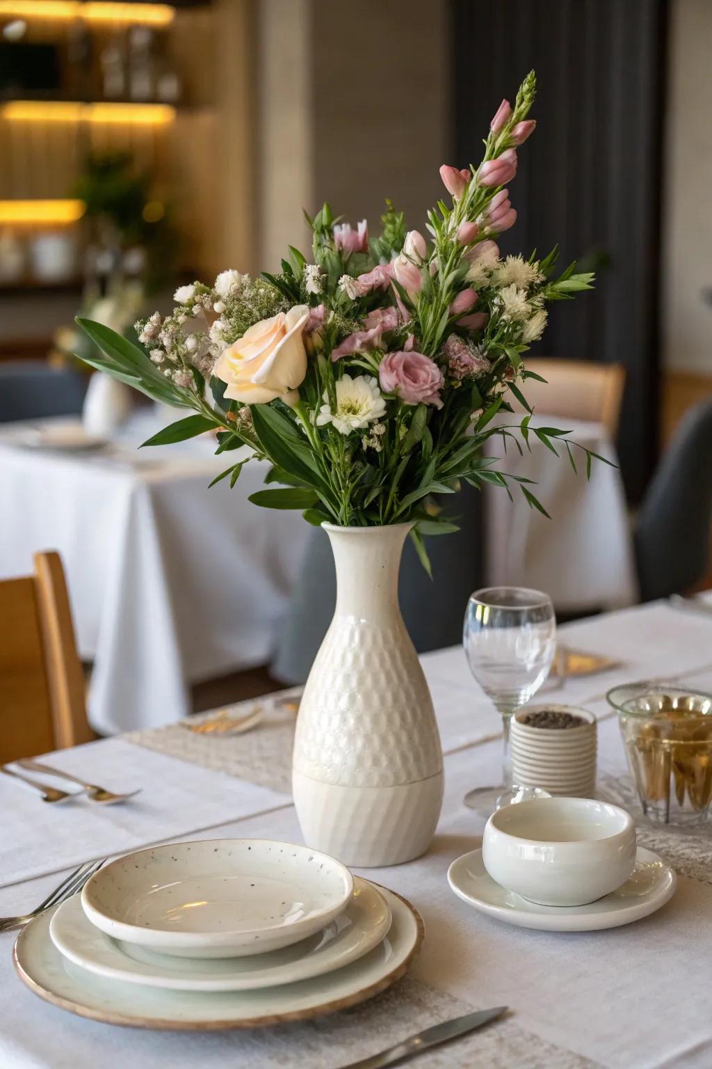 An elegant vase adds a touch of effortless elegance.