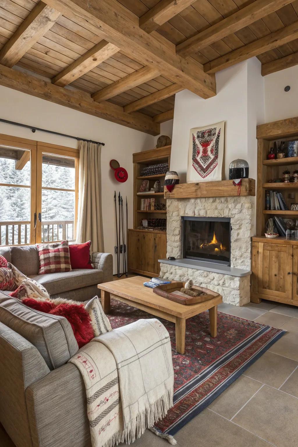 Enhance your ski decor with wood furniture.