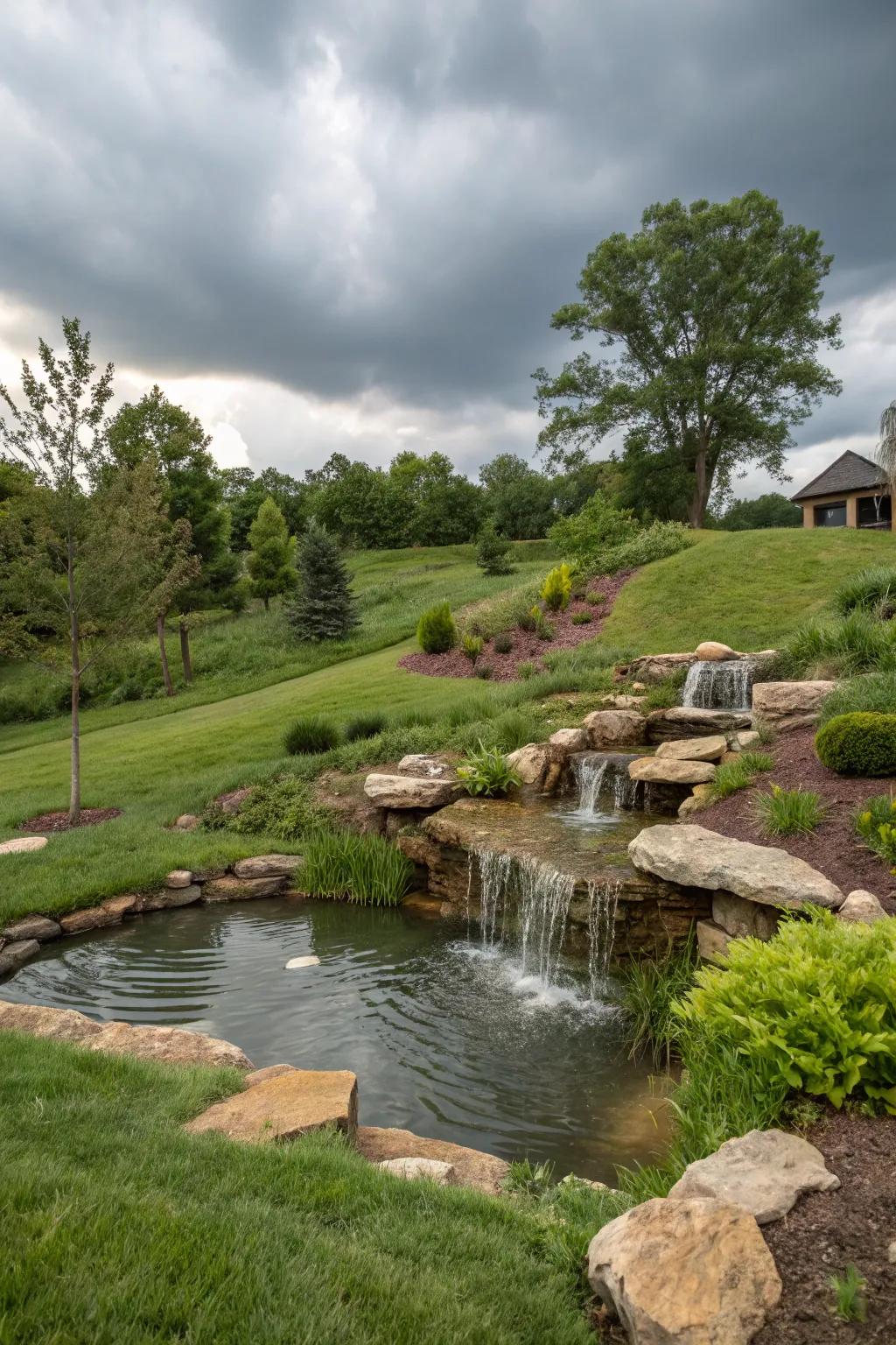 Water features encourage tranquility and peace.
