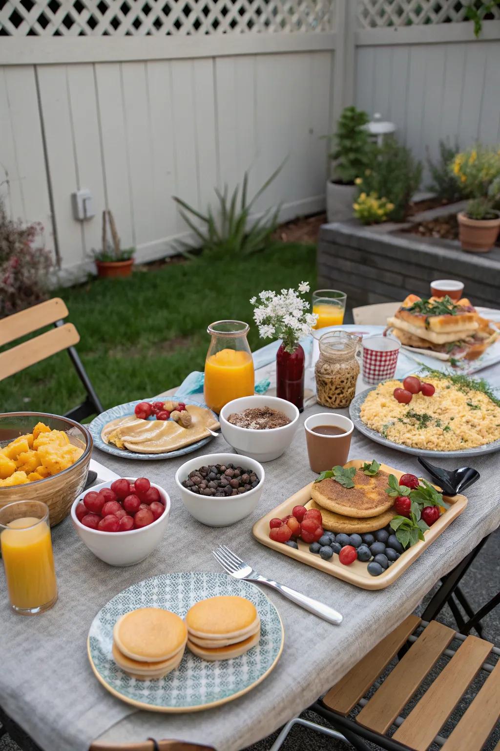 A delightful mid-morning meal in the backyard