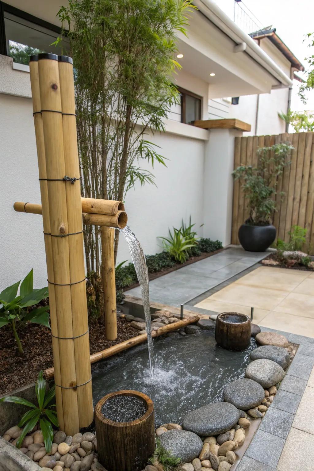 A cane cascade delivers tranquility and simplicity to your garden.