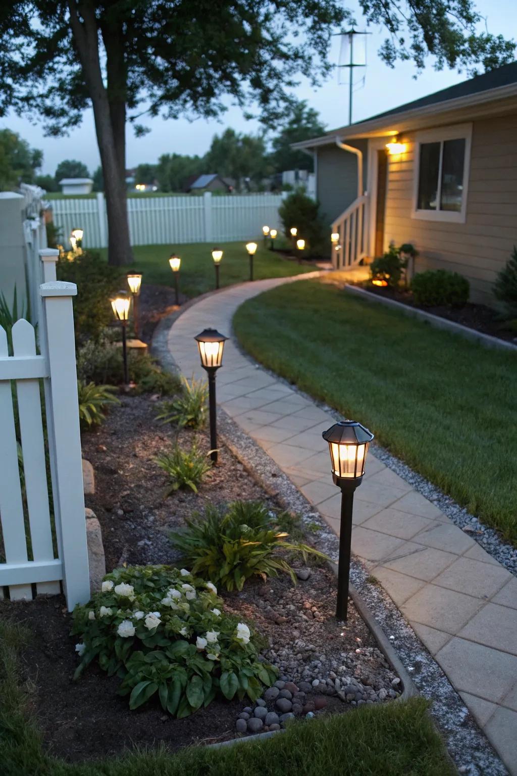 Solar lights provide eco-friendly illumination.